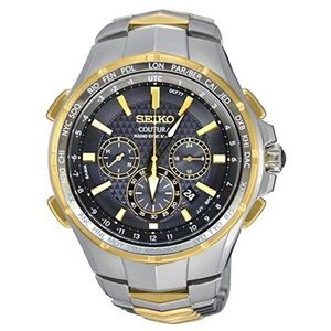 Seiko Coutura Watch with Black and Gold Accents
